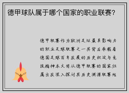 德甲球队属于哪个国家的职业联赛？